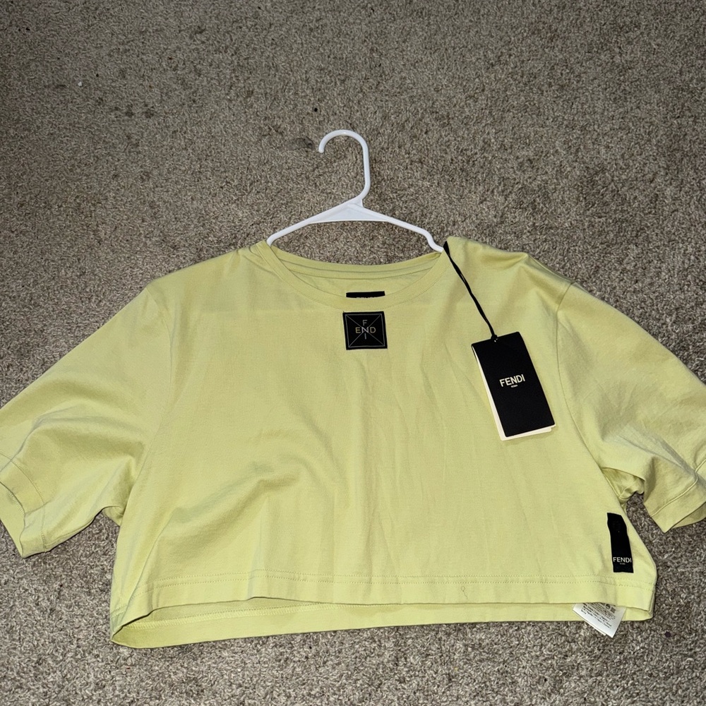 Fendi Yellow Cropped T-Shirt